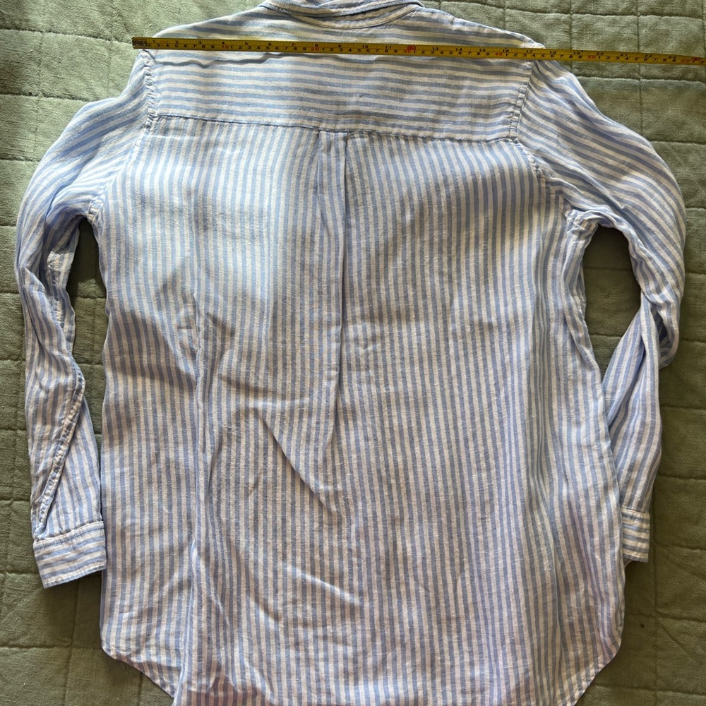 Fun blue and white stripe linen  shirt - Picture 5 of 5